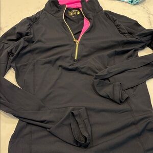 Lilly Pulitzer Black and Pink Quarter-Zip Top